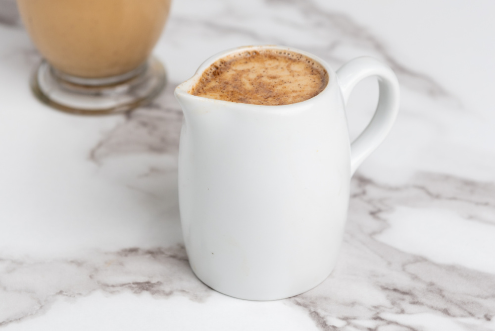 close up of homemade dairy free pumpkin spice creamer
